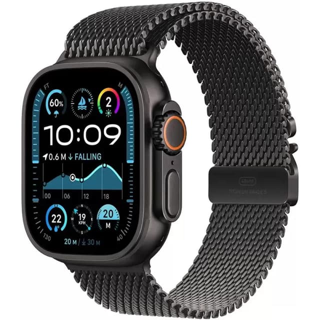 Умные часы Apple Watch Ultra 2 LTE 49 мм (титановый корпус, черный/черный, миланская петля S)