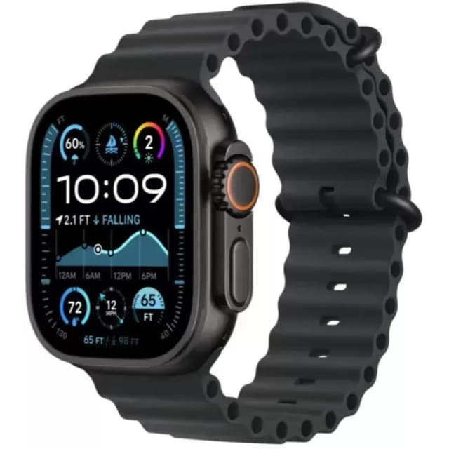 Умные часы Apple Watch Ultra 2 LTE 49 мм (титановый корпус, черный/черный, ремешок из эластомера)