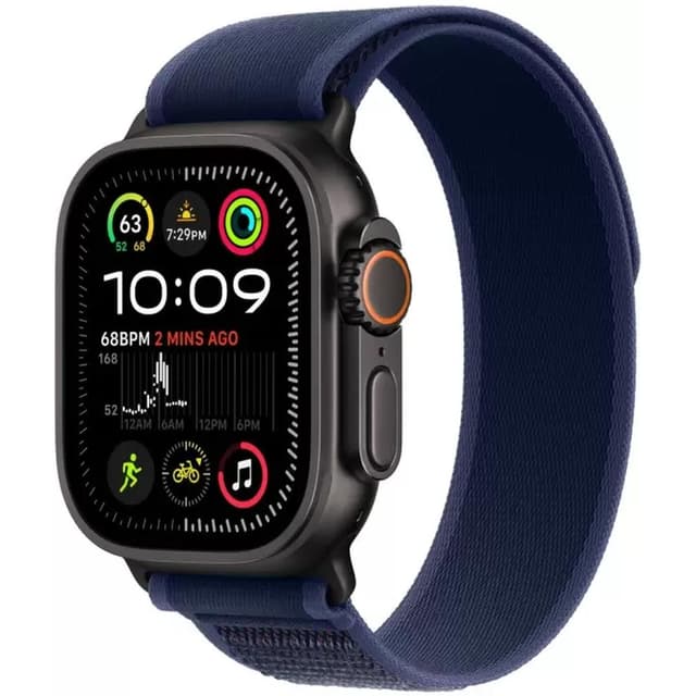 Умные часы Apple Watch Ultra 2 LTE 49 мм (титановый корпус, черный/синий, нейлоновый ремешок S/M)