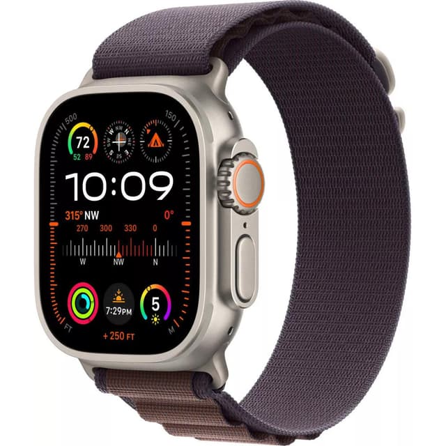 Умные часы Apple Watch Ultra 2 LTE 49 мм (титановый корпус, титановый/индиго, текстильный ремешок размера L)