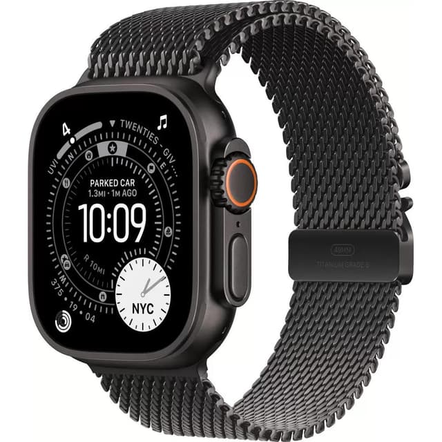 Умные часы Apple Watch Ultra 3 LTE 49 мм (титановый корпус, черный/черный, миланская петля M)