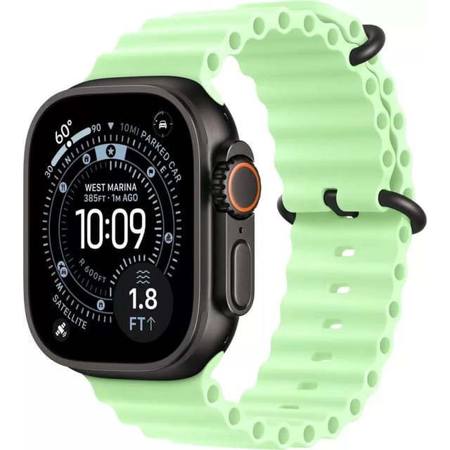 Умные часы Apple Watch Ultra 3 LTE 49 мм (титановый корпус, черный/салатовый, ремешок из эластомера)