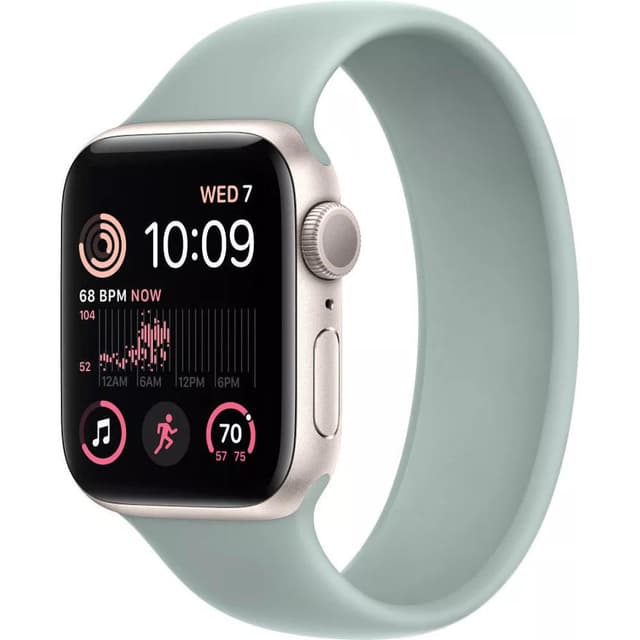 Умные часы Apple Watch SE 2 40 мм (алюминиевый корпус, звездный свет/суккулент, силиконовый ремешок)