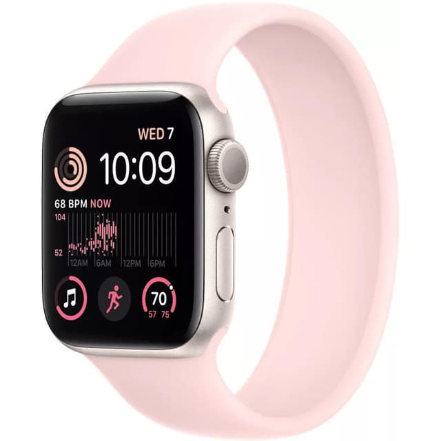 Умные часы Apple Watch SE 2 40 мм (алюминиевый корпус, звездный свет/розовый мел, силиконовый ремешок)
