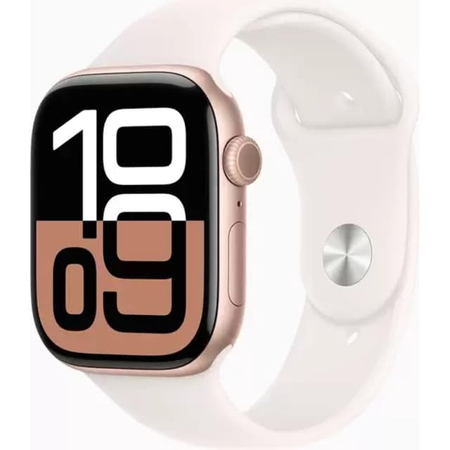 Умные часы Apple Watch Series 10 46 мм (алюминиевый корпус, розовое золото/легкие румяна, спортивный силиконовый ремешок M/L)