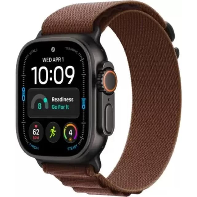 Умные часы Apple Watch Ultra 4 LTE 49 мм (титановый корпус, черный/бургунди, текстильный ремешок размера M)