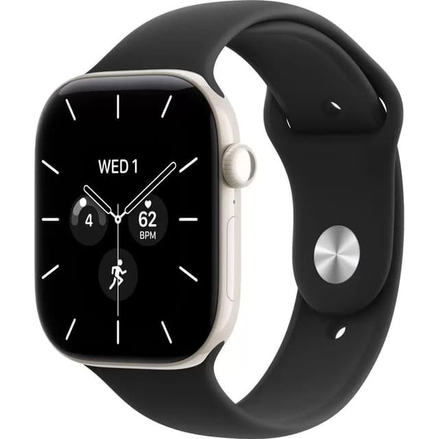 Умные часы Apple Watch Series 12 LTE 42 мм (керамический корпус, жемчужно-белый/черный, спортивный силиконовый ремешок S/M)