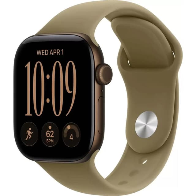 Умные часы Apple Watch Series 12 42 мм (алюминиевый корпус, темная бронза/оливковый, спортивный силиконовый ремешок S/M)