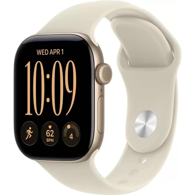 Умные часы Apple Watch Series 12 46 мм (алюминиевый корпус, светлое золото/песочный, спортивный силиконовый ремешок M/L)