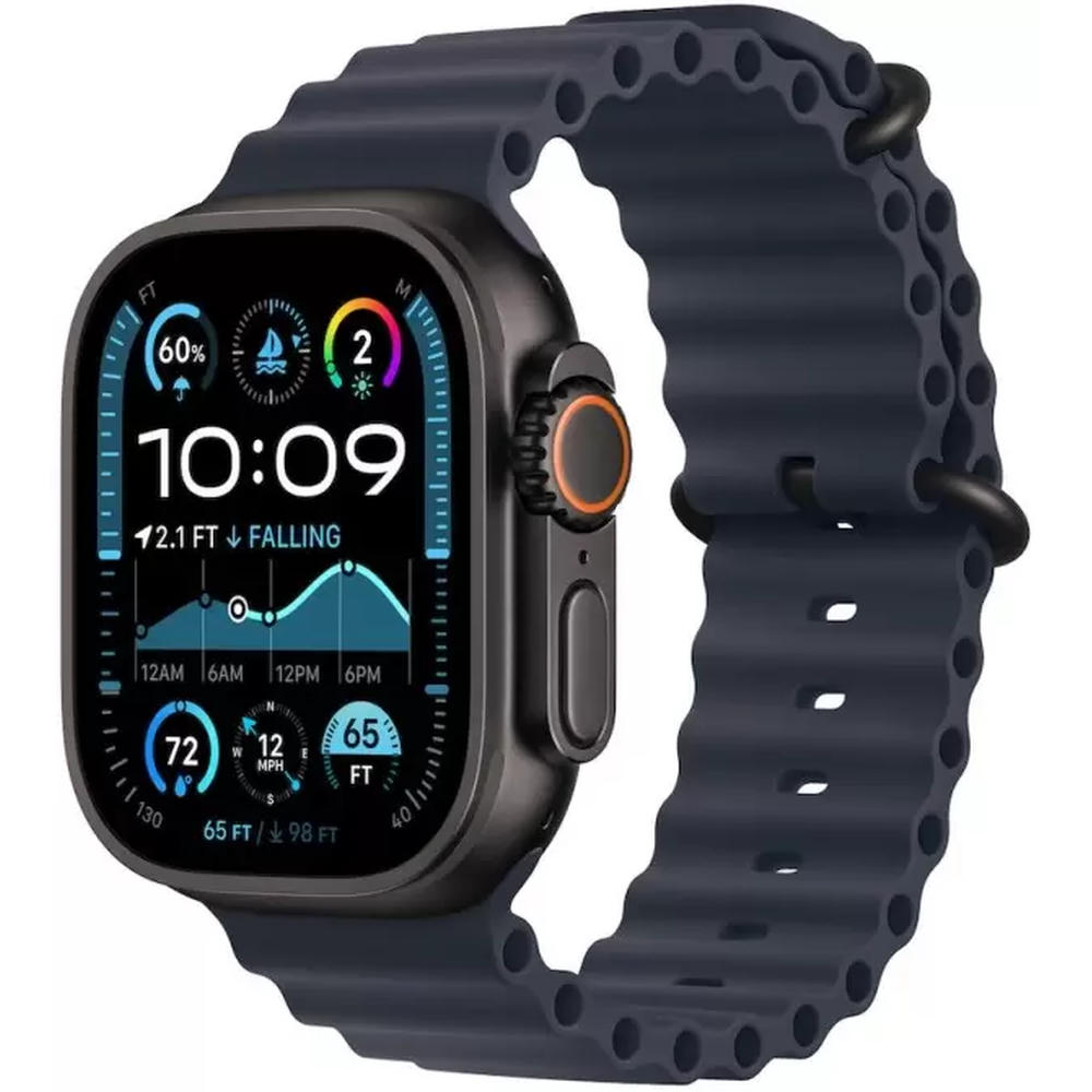 Умные часы Apple Watch Ultra 2 LTE 49 мм (титановый корпус, черный/темно-синий, ремешок из эластомера)