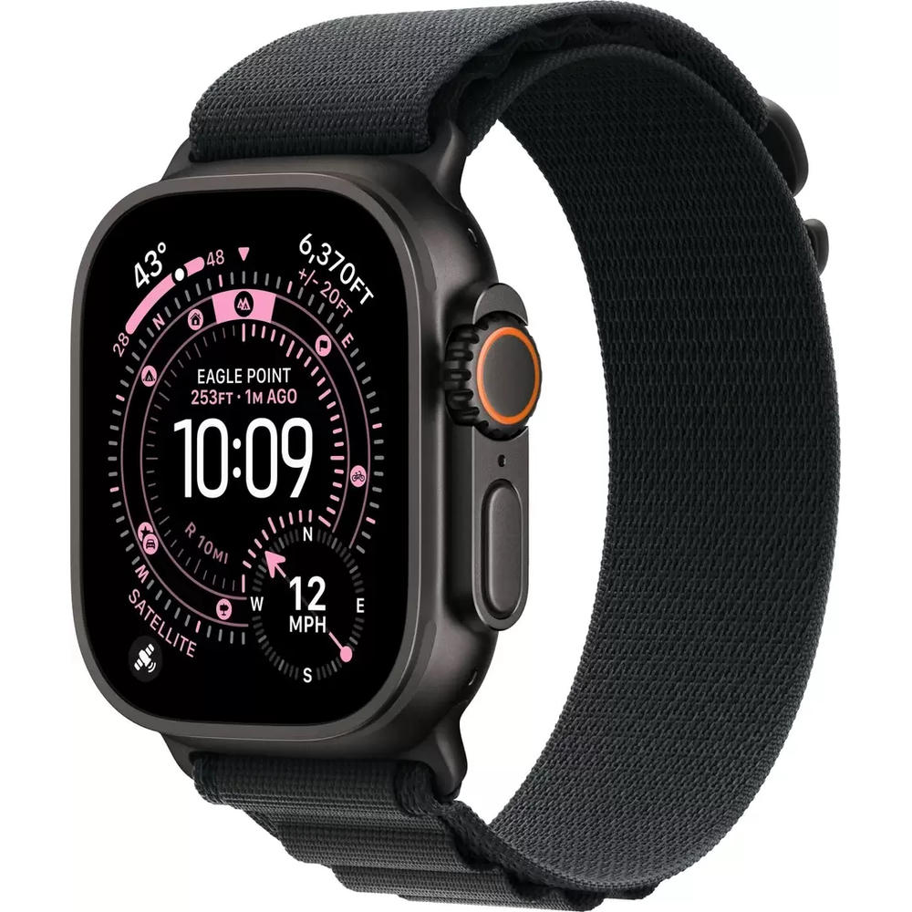 Умные часы Apple Watch Ultra 3 LTE 49 мм (титановый корпус, черный/черный, текстильный ремешок размера S)