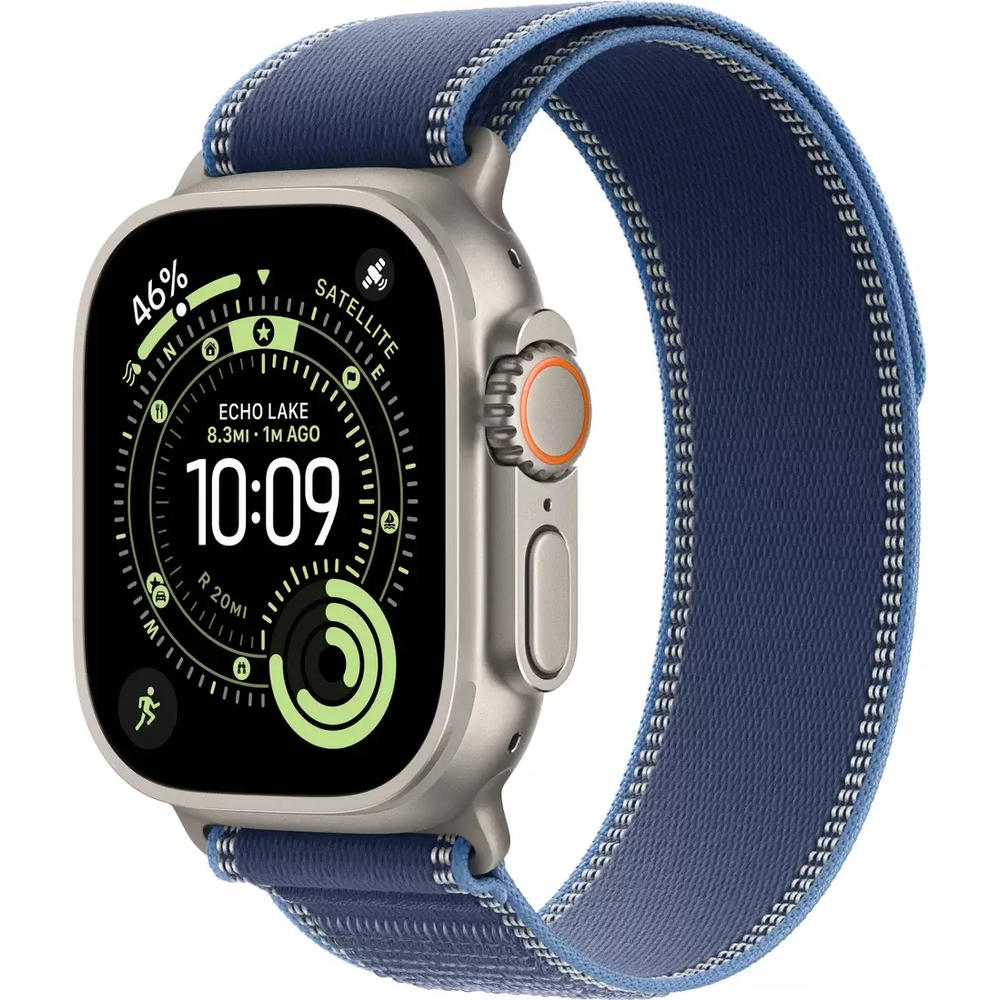 Умные часы Apple Watch Ultra 3 LTE 49 мм (титановый корпус, природный/синий, нейлоновый ремешок размера S/M)