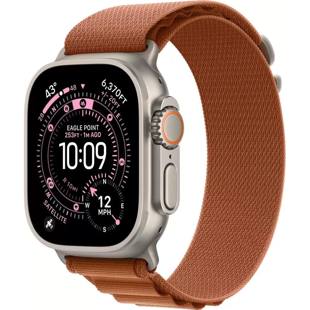Умные часы Apple Watch Ultra 3 LTE 49 мм (титановый корпус, природный/терракота, текстильный ремешок размера L)