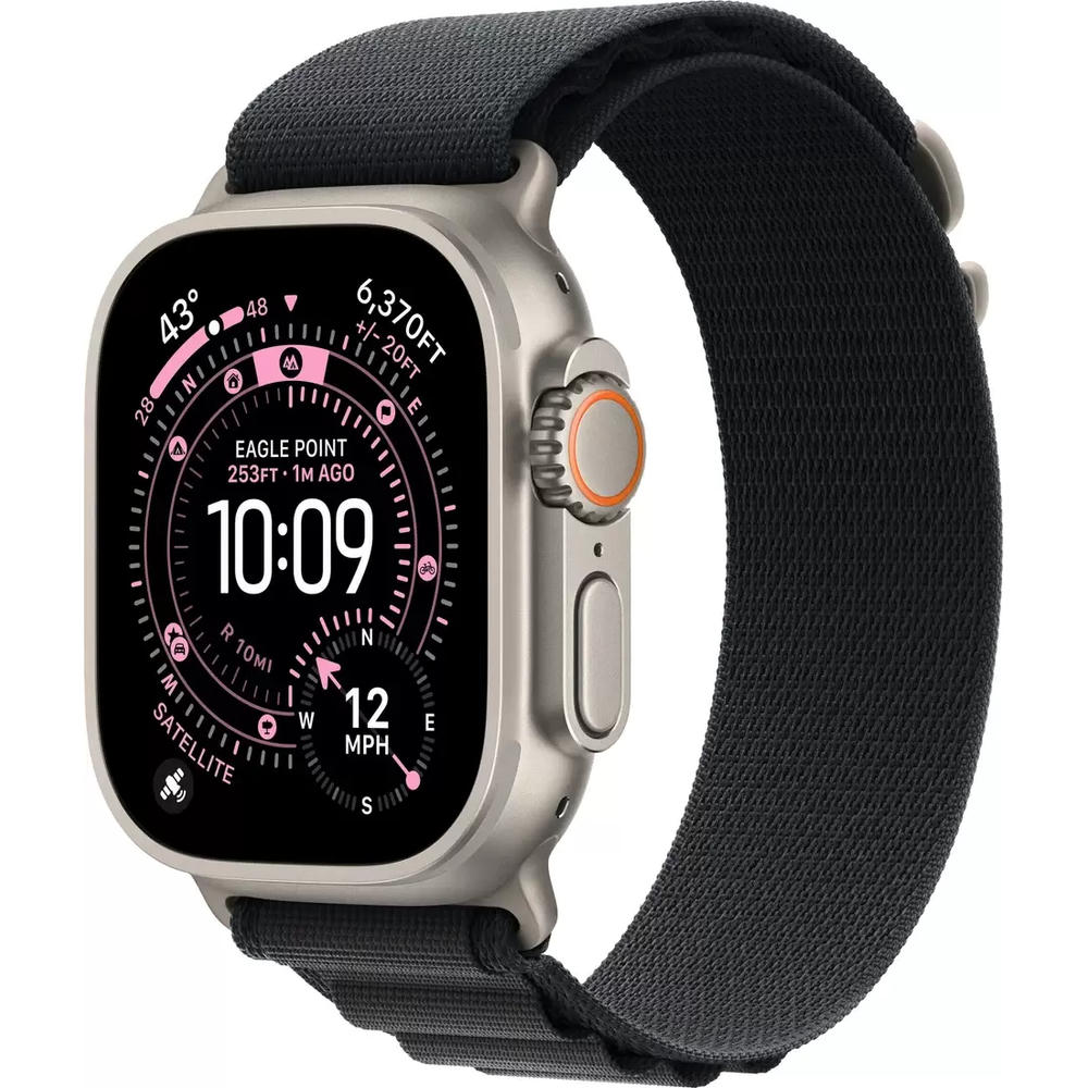 Умные часы Apple Watch Ultra 3 LTE 49 мм (титановый корпус, природный/черный, текстильный ремешок размера L)
