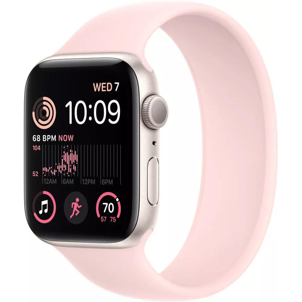 Умные часы Apple Watch SE 2 44 мм (алюминиевый корпус, звездный свет/розовый мел, силиконовый ремешок)