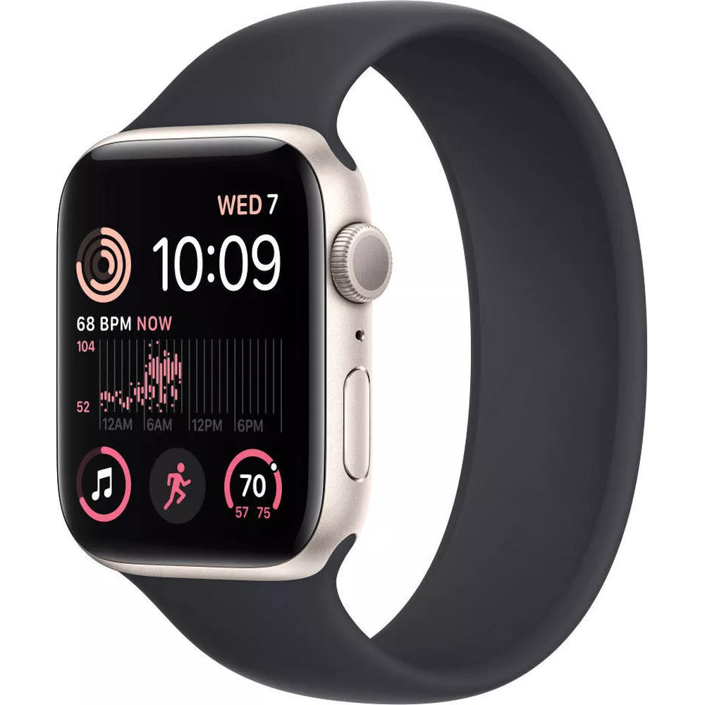 Умные часы Apple Watch SE 2 44 мм (алюминиевый корпус, звездный свет/темно-серый, силиконовый ремешок)