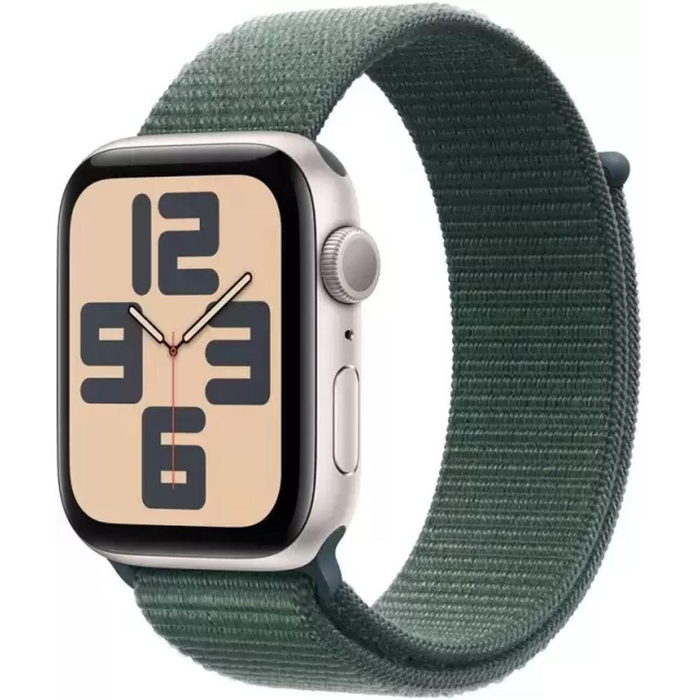 Умные часы Apple Watch SE 2 44 мм (алюминиевый корпус, звездный свет/зеленый, нейлоновый ремешок)