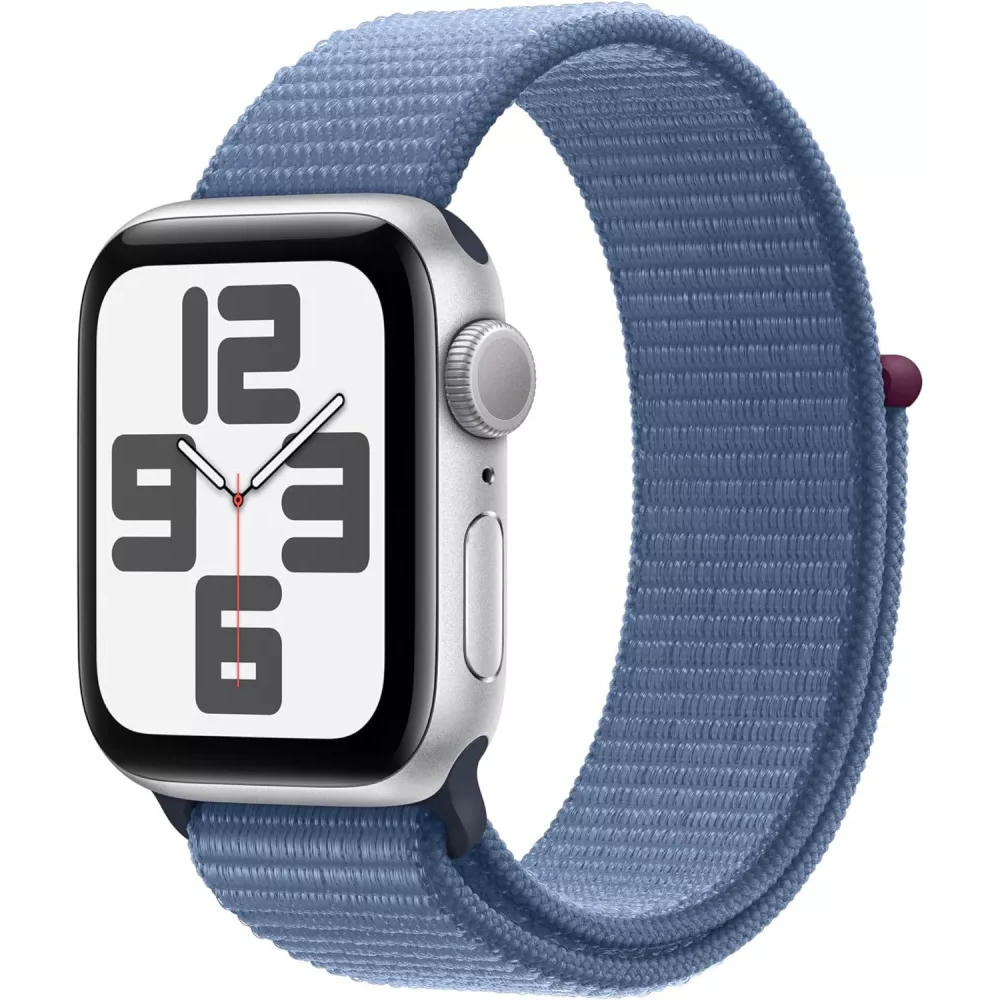 Умные часы Apple Watch SE 2 40 мм (алюминиевый корпус, серебристый/синий шторм, нейлоновый ремешок)