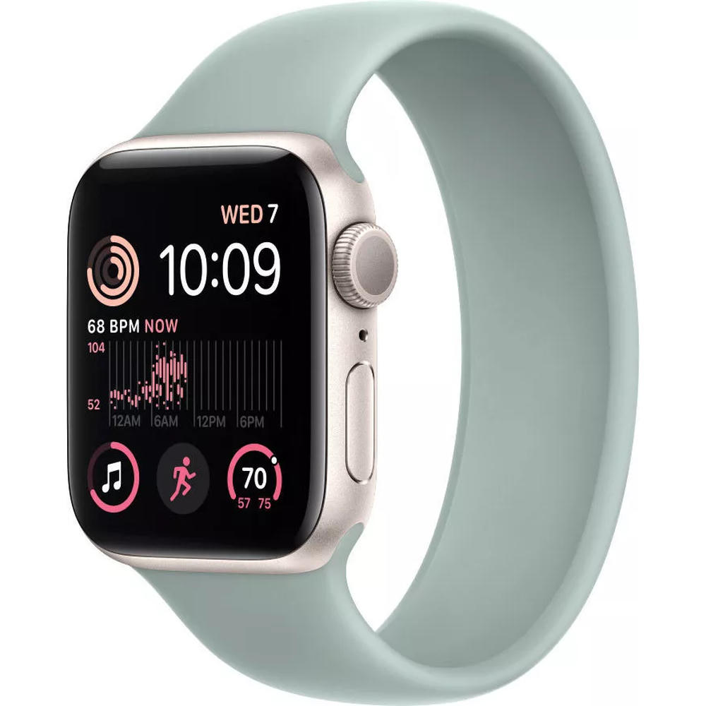 Умные часы Apple Watch SE 2 40 мм (алюминиевый корпус, звездный свет/суккулент, силиконовый ремешок)
