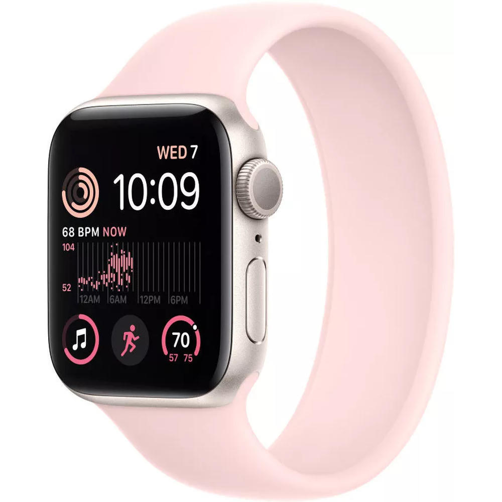 Умные часы Apple Watch SE 2 40 мм (алюминиевый корпус, звездный свет/розовый мел, силиконовый ремешок)