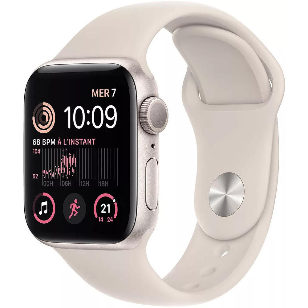 Умные часы Apple Watch SE 2 40 мм (алюминиевый корпус, звездный свет/звездный свет, спортивный силиконовый ремешок M/L)