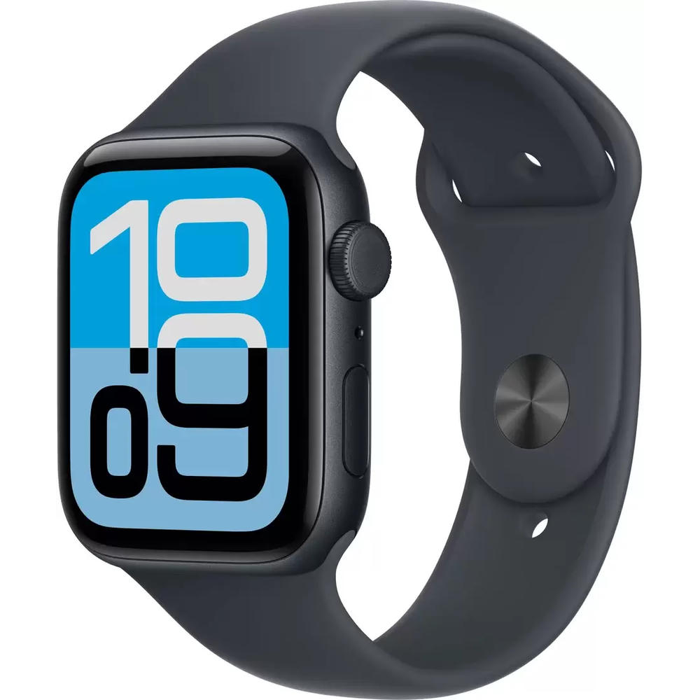 Умные часы Apple Watch SE 3 LTE 44 мм (алюминиевый корпус, полуночный/полуночный, спортивный силиконовый ремешок M/L)