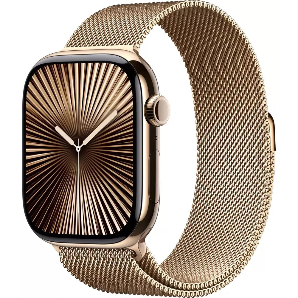 Умные часы Apple Watch Series 10 LTE 42 мм (титановый корпус, золотистый/золотистый, миланская петля)