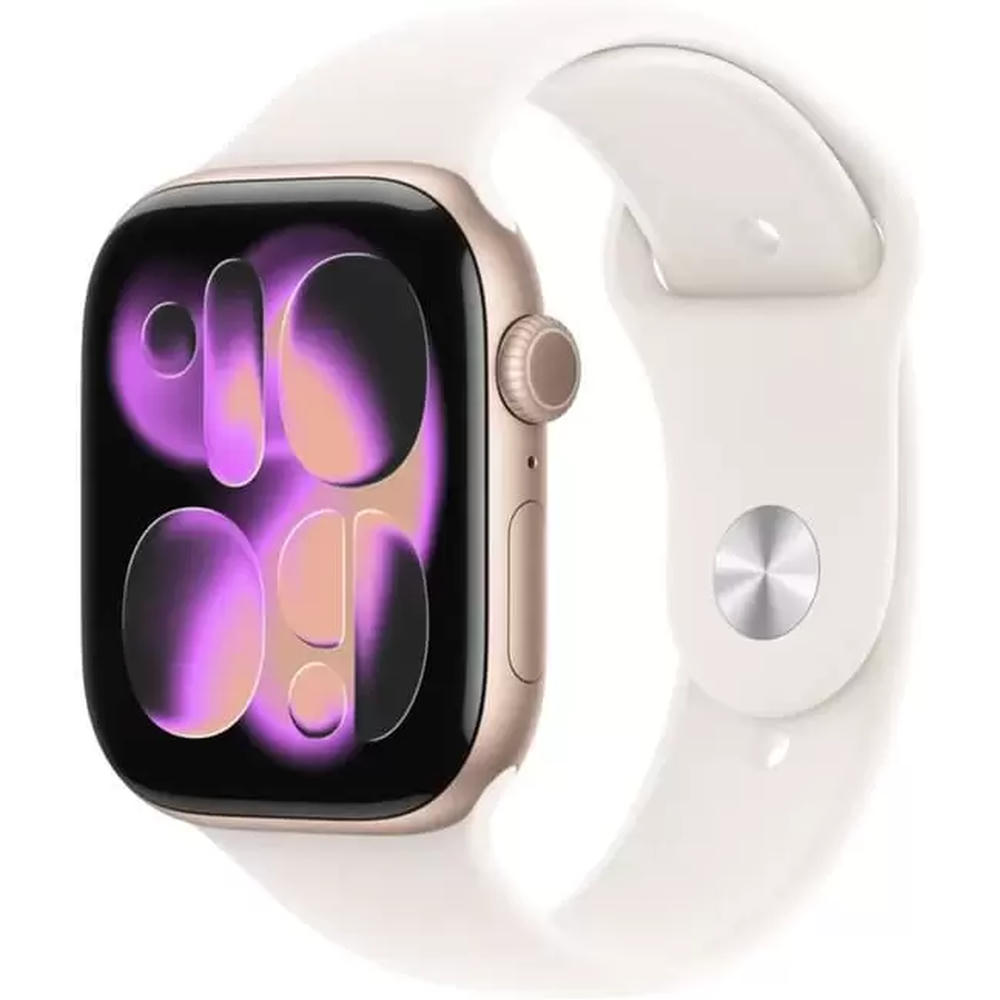Умные часы Apple Watch Series 11 42 мм (алюминиевый корпус, розовое золото/легкие румяна, спортивный силиконовый ремешок M/L)