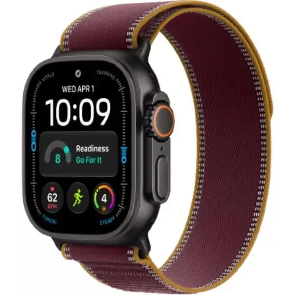 Умные часы Apple Watch Ultra 4 LTE 49 мм (титановый корпус, черный/бургунди, нейлоновый ремешок размера M/L