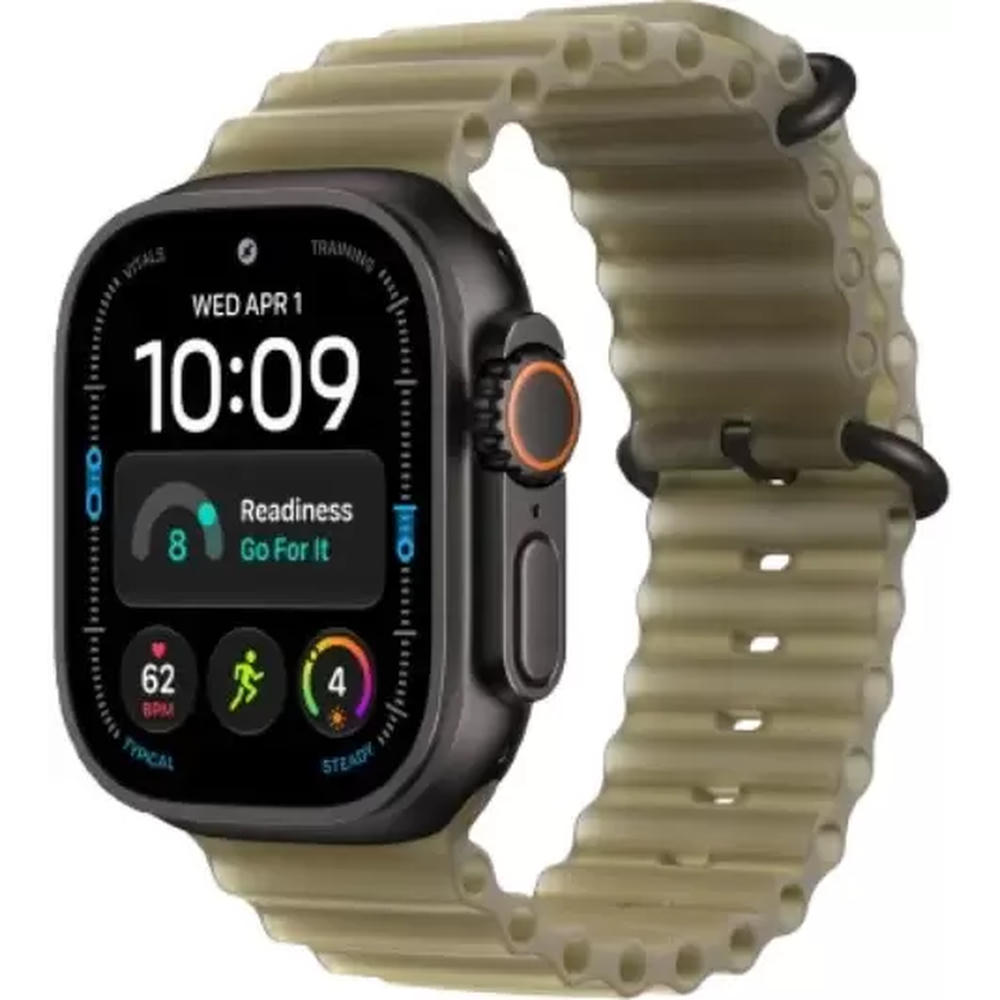 Умные часы Apple Watch Ultra 4 LTE 49 мм (титановый корпус, черный/зеленый, ремешок из эластомера)