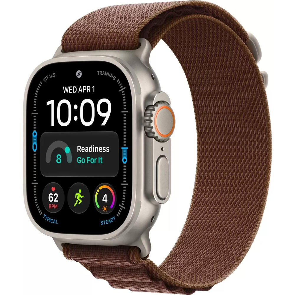 Умные часы Apple Watch Ultra 4 LTE 49 мм (титановый корпус, природный/бургунди, текстильный ремешок размера M)