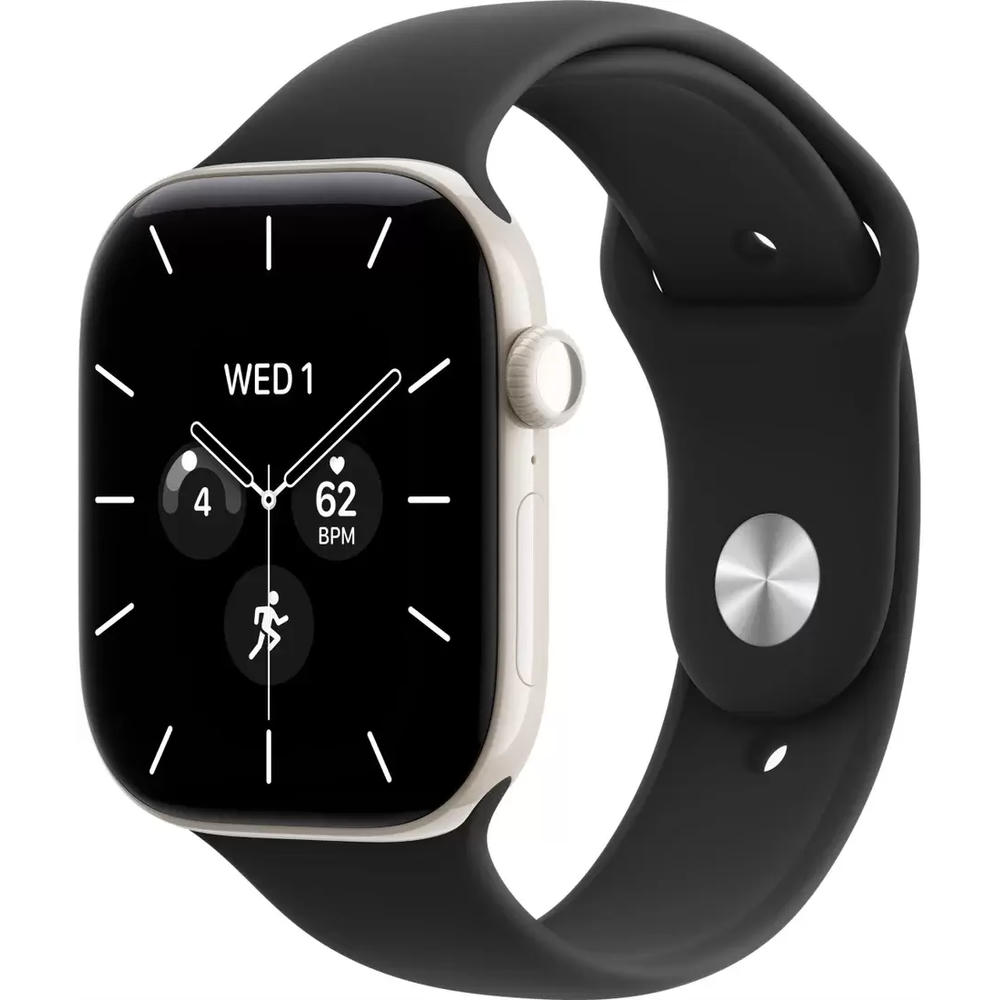 Умные часы Apple Watch Series 12 LTE 42 мм (керамический корпус, жемчужно-белый/черный, спортивный силиконовый ремешок S/M)